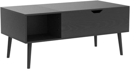 OLIXIS Modern Lift Top Coffee Table Wooden Furniture with Storage Shelf and Hidden Compartment for Living Room Office (Black)