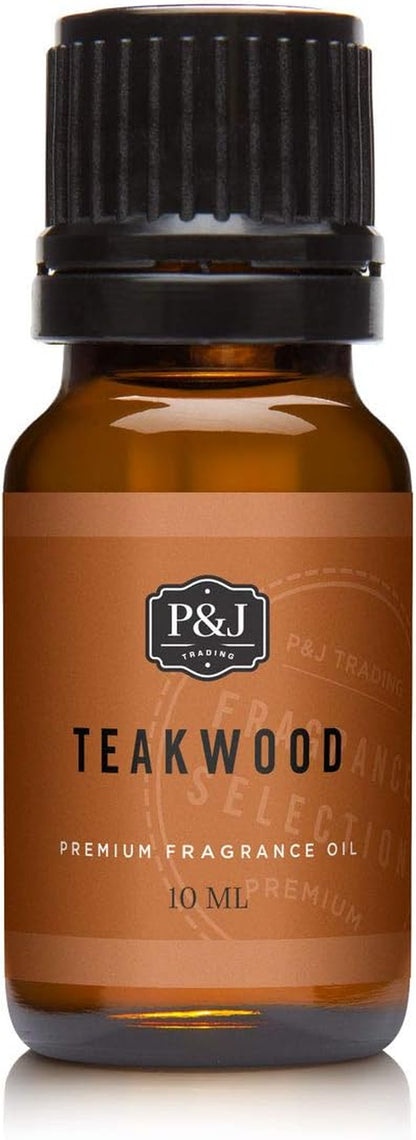 P&J Fragrance Oil | Teakwood Oil 10Ml - Candle Scents for Candle Making, Freshie Scents, Soap Making Supplies, Diffuser Oil Scents