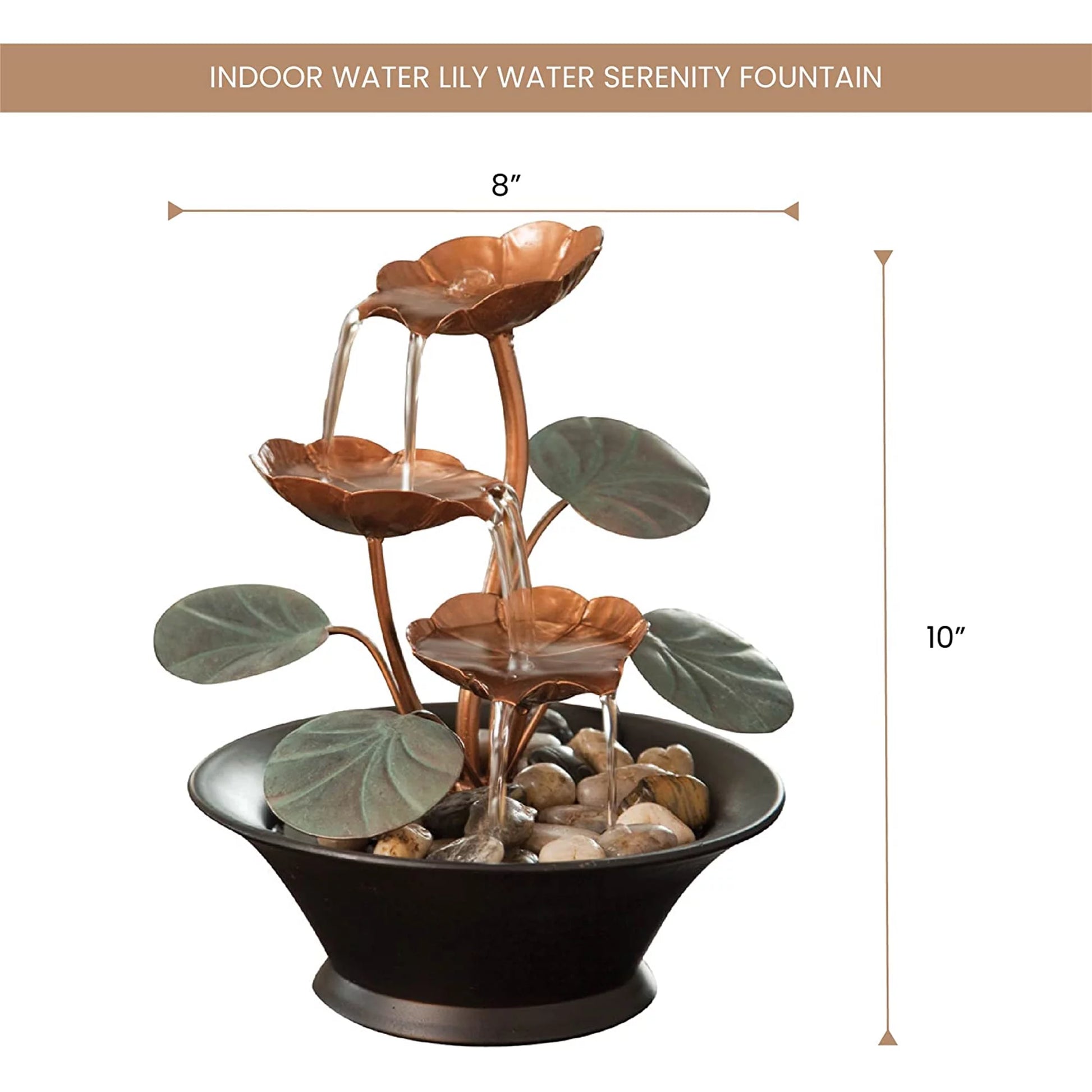 10 Inch Indoor Water Lily Tabletop Water Serenity Fountain