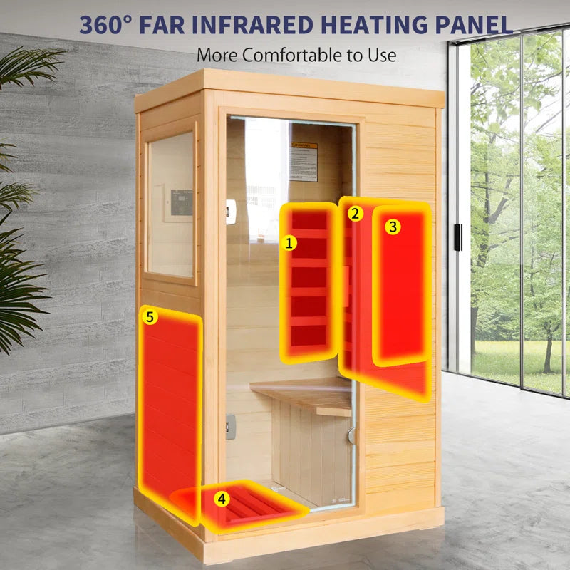 Far Infrared Sauna Home Sauna Spa Room Low-Emf Canadian Hemlock Wood 800W Indoor Saunas