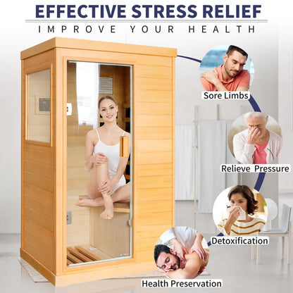 Far Infrared Sauna Home Sauna Spa Room Low-Emf Canadian Hemlock Wood 800W Indoor Saunas