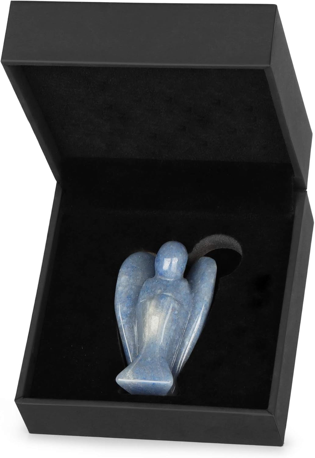 2" Blue Aventurine Crystal Guardian Angel Stone Figurines Carved Gemstone Pocket Angel Healing Statue for Bedroom Living Room Car Office Home Decor