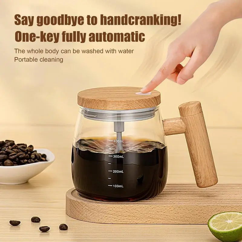 Self Stirring Coffee Mug with Handle 400Ml Electric Stirring Mug 7000Rpm High Speed Self Mixing Mug Glass Self Stirring Cup